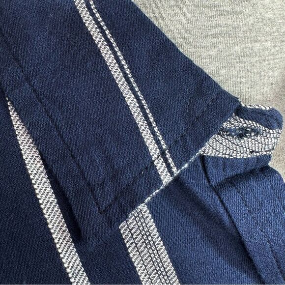 Sandy & Sid Striped Long Sleeve‎ Button Up Crop Shirt Blue White Large - Picture 6 of 12